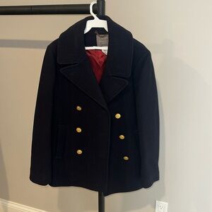 Women’s J Crew Majesty Stadium Cloth Peacoat, Bavy Blue Size 4